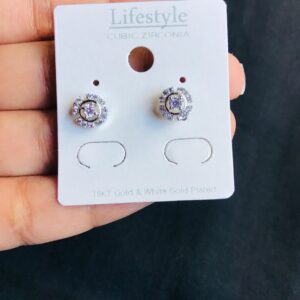 Fashion Jewelry Unisex Iced Out Cubic Clip On Earrings Studs