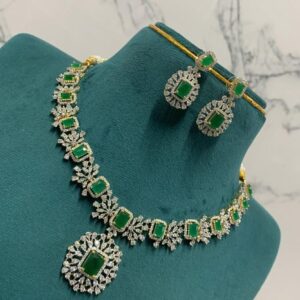 AD Green Stone Limited Edition Silver Finish Styled Necklace